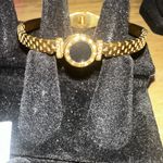 Stainless steel Gold Plated Roman Numeral Love Bangle. Photo 5