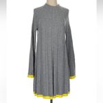 Anthropologie Arsenau Sweater Dress Gray Yellow Ribbed Knit Wool Alpaca Size XS Photo 3