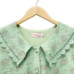 NWT Ivy City Co Hadley Blouse Pistachio Green Floral Lace Trim Collar Size XS Photo 4