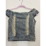 SheIn  Women's Blue Denim Button Up Off The Shoulder Top Vest Size S Photo 5