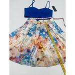 AQUA  Bustier Crop Top Pleated Skirt Cutout Mini‎ Dress Marble Print Blue White 6 Photo 6