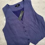 Lulus  Suits You Perfectly Dark Blue Linen Blend Vest Career Prep Boss Babe Photo 3