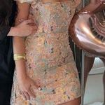 Floral Print Square Neck Puff Sleeve Dress Multi Size L Photo 5