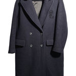 Daniel‎ Palillo Doggy Dog Navy Blue Wool Longline Overcoat Double Breasted Coat Size M Photo 0