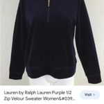 Ralph Lauren Lauren 1/4 zip velour pullover jacket, zipper pockets,purple size L Photo 1