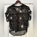 Willow & Clay  Sheer Black Star Print Button‎ Down Size XS EUC Photo 1
