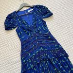 Self Portrait NWOT  Blue Crescent Chiffon Midi Dress Cut Out Back Ruffle Size 6 Photo 7