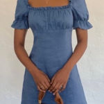 Reformation Robles Blue Linen Mini Dress Size 8 Photo 0