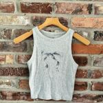 Hollister Gray Ribbed Bow Crop Tank Top Sleeveless Shirt, S Photo 2