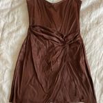 ZARA Strapless Brown Silk Dress Photo 0