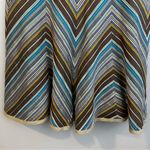 Akris Punto 100% Silk Chevron Blue/Brown Sleevless A-line Midi Dress Size 10 Photo 9