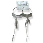 Free People  Winona Hoops Silver Tigers Eye Western Boho Dangles Coachella NWT Photo 5