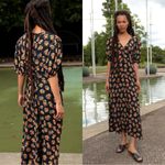 RIXO • Staci Dress maxi rayon dark floral tie waist puff sleeve button front Blue Size 8 Photo 12