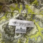 Liz Claiborne  X-Large Tunic Top Geometric Semi-Sheer Long Sleeve V-Neck Collared Photo 7