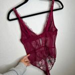 Victoria's Secret  VS Size Small Burgundy Floral Lace Bodysuit Teddy Lingerie Photo 4