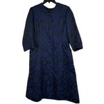1950s Handmade Navy Floral Brocade Dress Coat Couture Saks Fifth Ave Seamstress Blue Size M Photo 1