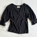 Nation Ltd  Womens Top Small Black V Neck 3/4 Sleeve Ruffle Cuff‎ Blouse Photo 0