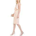 Vince Camuto  Ruffle Knee Length Sheath Dress Women's 2 Pink Blush One Shoulder Photo 1