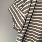 Umgee  oversized striped pocket high low tee rolled sleeves grey and Cream XL #72 Photo 3