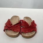 Anthropologie  Bianca Ruffled Slide Sandals in‎ Red Size 8 Photo 2