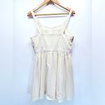 Esley  Pleated Pinup Boho Mini ModCloth Sundress Cream Cotton Minimalist Cottage Photo 3