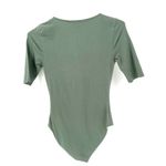 BODEN Square Neck Sage Green Extended Short Sleeve Stretch Fitted Bodysuit Size 2 Photo 8