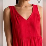 Quince 100% Organic Cotton Gauze Tiered Maxi Dress Wild Cherry Size L Red Size L Photo 2