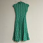 Boden Geometric Print Cap Sleeve Button Front Shirt Dress Size 4 Kelly Green Photo 6