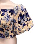 H&M Womens Blouse Size M Floral Milkmaid Coquette Romantic Smocked Puff Crop Photo 4