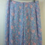Versona  Blue Floral Linen Boho Retro Wide Leg Pants Size 4 Photo 3