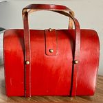 Etienne Aigner Vintage ‘Antic Red’ Leather Turnlock Satchel with Original Tags Photo 2