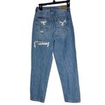 American Eagle  Outfitters Mom Straight Distressed Blue Jeans plaid detail size 2 Photo 1