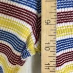 ZARA  Pants Womens Sz S Knit Striped Colorful Pull On Yellow Red Blue Ribbed Photo 7
