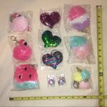 W Pink & Mint Fuzzy Ice Cream Pom Pom Keychain Photo 5