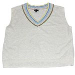 Talbots  Sweater Vest Linen Cotton Blend White Pastel Striped Large Preppy Layers Photo 1