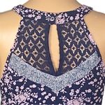 Skies Are Blue  navy and pink abstract floral tank top w/lace detail. Small. EUC Photo 7
