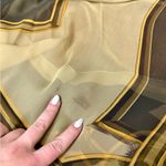 Ellen Tracy  Vintage Silk Scarf Baroque Border Print Neutral Gold Brown, Sheer Photo 8