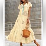 ZARA  Bloggers Fav Vanilla Embroidered Tiered Maxi Dress Limited Edition Size M Photo 3