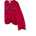 Breckenridge Sweater Cardigan Red Brown Bear Embroidered Gold Stitch Trim M Photo 3
