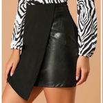 Allegra K NWT Black High Waist Faux Leather Asymmetrical Hem Mini Skirt Photo 0