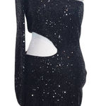 Windsor  Black Sequin One Shoulder Bodycon Mini Dress with Cutout NWT Size Large Photo 0