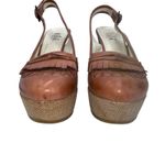 Tibi  NYC Tan Leather Burlap Wedge Platform Sandals Size 38.5 Womens 8‎ Photo 4