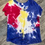 No Boundaries NoBo Plus Size 20 3XL Women's Tie-Dye V-Neck Short Sleeve Top Blue Red Yellow Photo 0