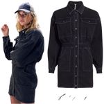 Free People Bo Denim Mini Dress Black M Vintage Western 90s Photo 13
