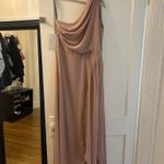 ASOS TFNC Bridesmaid chiffon one-shoulder drape maxi dress in soft pink Photo 1