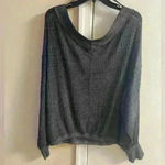 We The Free ‎ top v neck lightweight semi sheer charcoal slouchy Medium Photo 3