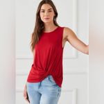 Karen Kane  brick Red Sleeveless Jersey knit Knot Front Top. Size Medium. NWT Photo 3