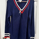 FOR THE REPUBLIC  Navy Sweater with Red and White Accents size Medium NWT Photo 0