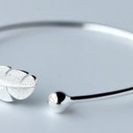 Boutique NEW Feather Cuff Bangle Bracelet 925 Sterling Silver Adjustable Photo 0