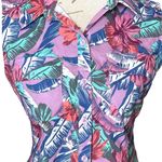 Reel Legends Womens Blouse Sz PS Petite Small Mariner Poly Sleeveless Vented Photo 3